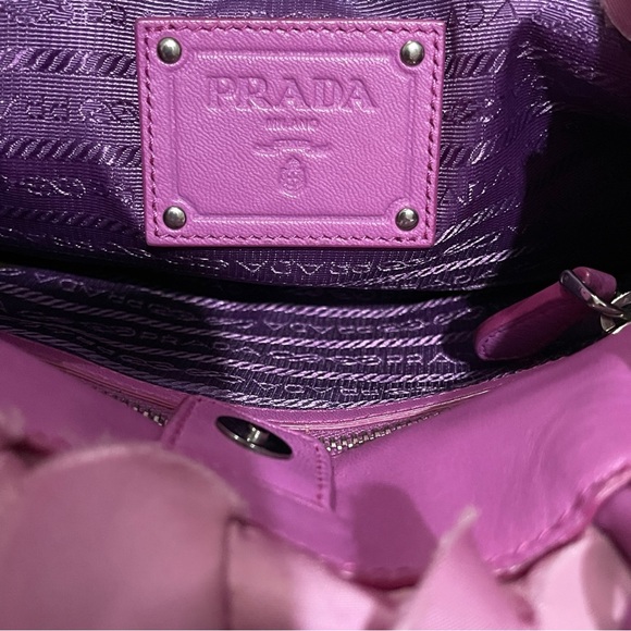 PRADA Tessuto Ruffled Leather Pink Tote Bag - Picture 8 of 15